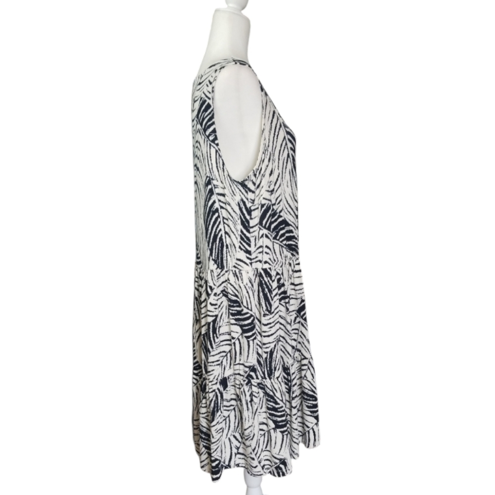 Rachel Zoe Black and White Tropical Print Dress Coverup - Picture 3 of 6